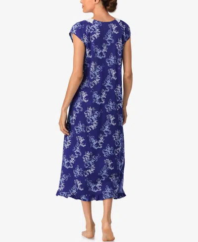 Aria Women's Brushed Cotton Jersey Cap Sleeve Nightgown In Blue
