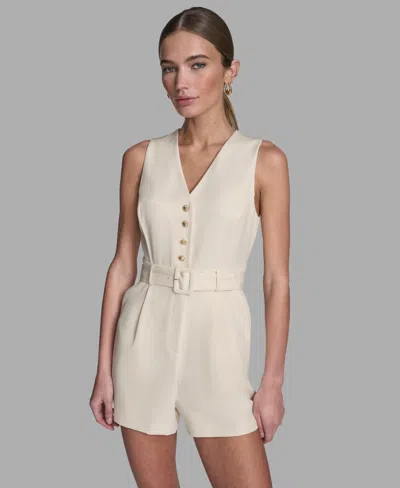 Bcbg Women's Iconic Stretch Sleeveless Romper In Neutral