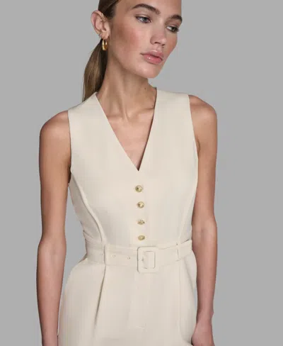 Bcbg Women's Iconic Stretch Sleeveless Romper In Neutral