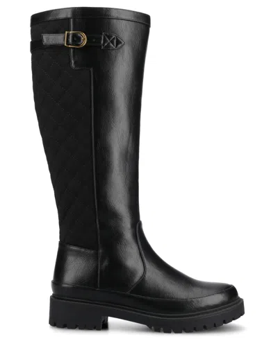 Journee Collection Journee Women's Zemmie Knee High Casual Quilted Boots In Black