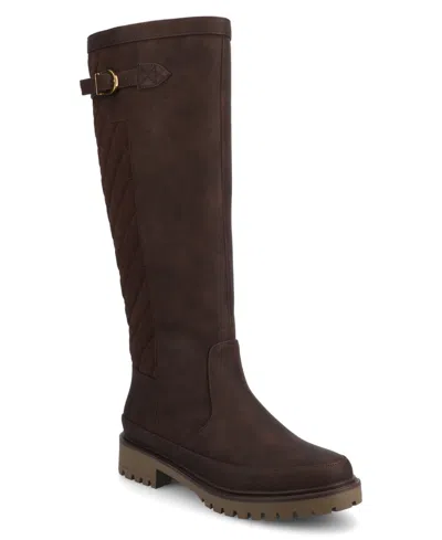 Journee Collection Womens Zemmie-wc Wide Calf Block Heel Dress Boots In Brown