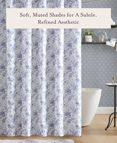 Laura Ashley Walled Garden Tonal Floral Shower Curtain, 72" X 72" In Blue