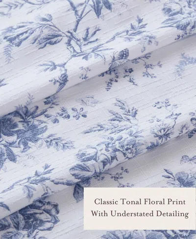 Laura Ashley Walled Garden Tonal Floral Shower Curtain, 72" X 72" In Blue