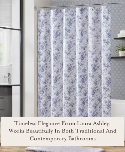 Laura Ashley Walled Garden Tonal Floral Shower Curtain, 72" X 72" In Blue