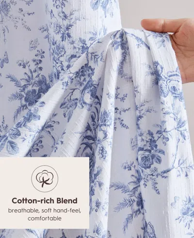 Laura Ashley Walled Garden Tonal Floral Shower Curtain, 72" X 72" In Blue