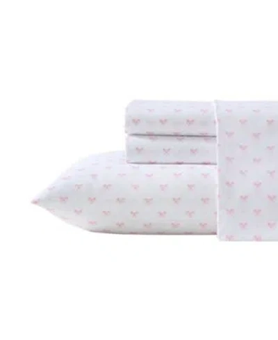 Laura Ashley Lovely Bows Microfiber Sheet Sets In Pink