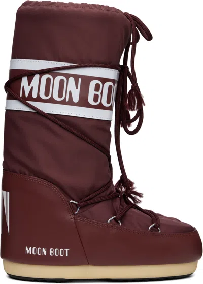 Moon Boot Burgundy Icon Nylon Boots In Burgundy