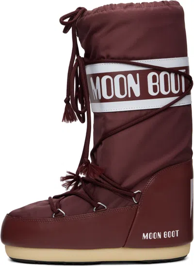 Moon Boot Burgundy Icon Nylon Boots In Burgundy