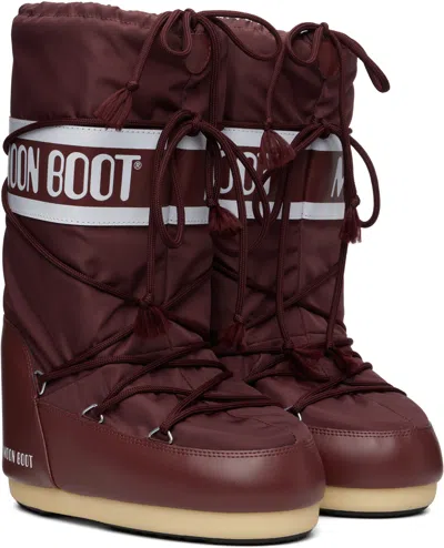 Moon Boot Burgundy Icon Nylon Boots In Burgundy