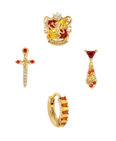 Girls Crew Harry Potter Gryffindor House Crystal Earring Set In Gold