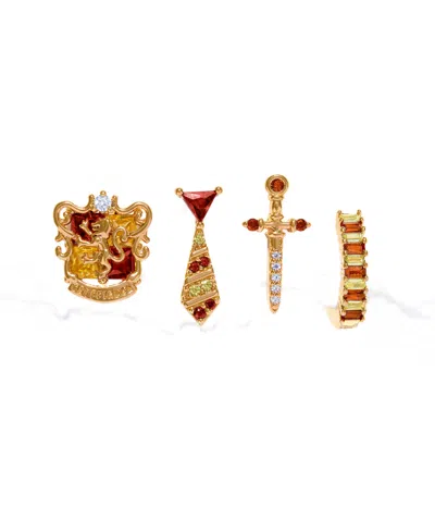 Girls Crew Harry Potter Gryffindor House Crystal Earring Set In Gold