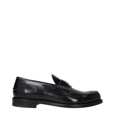 Givenchy Black Leather Slip-on Loafers In Black
