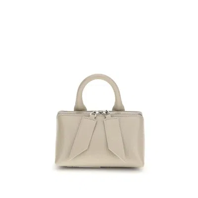Attico Beige Calf Leather Bos Taurus Shoulder Bag In White