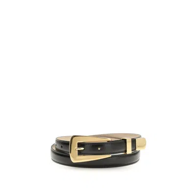 Khaite Black Calf Leather Bos Taurus Regular Belt In Black