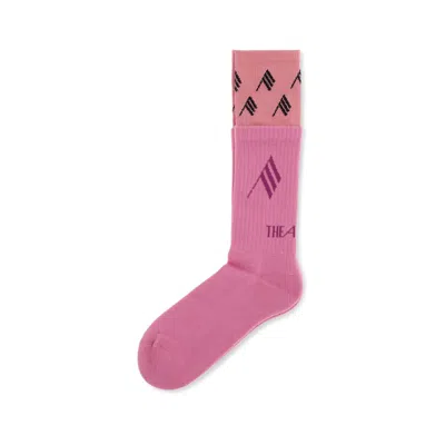 Attico Logo-detail Patterned Socks In Pink