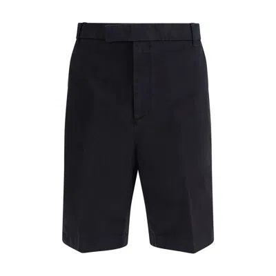 Thom Browne Blue Polyester Bermuda Shorts In Black