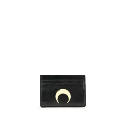 Marine Serre Smoth Leather Moon Charm Cardholder In Black