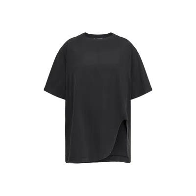 Attico Black Cotton T-shirt In Black