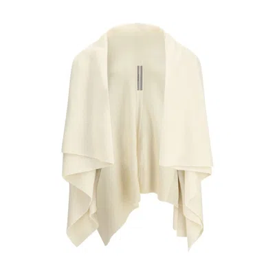 Rick Owens Cream Fleece Wool Cardigan In Neutral
