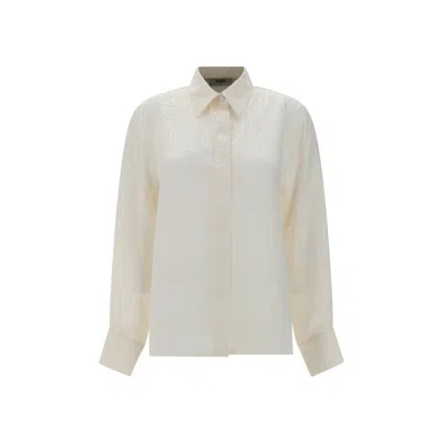 Fendi White Silk Pattern Shirt In Neutral