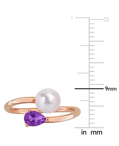Macy's Cultured Freshwater Pearl & Garnet Ring (1/2 Ct. T.w.) In 18k Gold-plated Sterling Silver In Purple