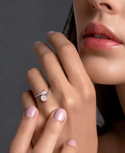 Macy's Cultured Freshwater Pearl & Garnet Ring (1/2 Ct. T.w.) In 18k Gold-plated Sterling Silver