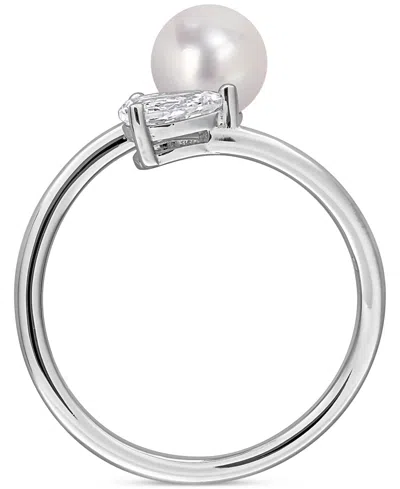 Macy's Cultured Freshwater Pearl & Garnet Ring (1/2 Ct. T.w.) In 18k Gold-plated Sterling Silver