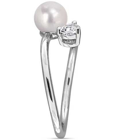 Macy's Cultured Freshwater Pearl & Garnet Ring (1/2 Ct. T.w.) In 18k Gold-plated Sterling Silver