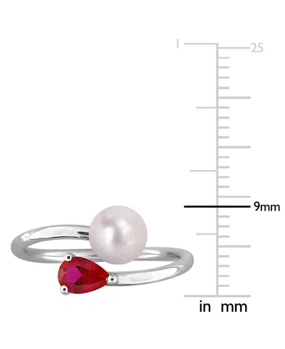 Macy's Cultured Freshwater Pearl & Garnet Ring (1/2 Ct. T.w.) In 18k Gold-plated Sterling Silver In Red