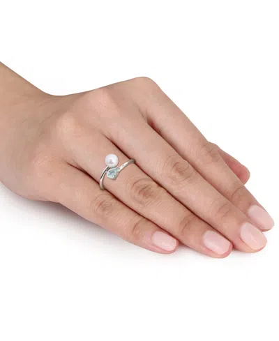 Macy's Cultured Freshwater Pearl & Garnet Ring (1/2 Ct. T.w.) In 18k Gold-plated Sterling Silver In Metallic