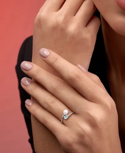 Macy's Cultured Freshwater Pearl & Garnet Ring (1/2 Ct. T.w.) In 18k Gold-plated Sterling Silver In Metallic