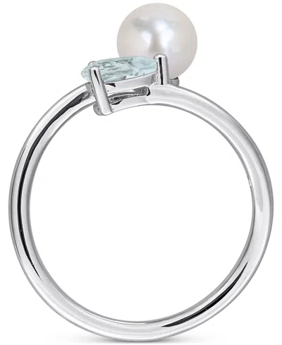Macy's Cultured Freshwater Pearl & Garnet Ring (1/2 Ct. T.w.) In 18k Gold-plated Sterling Silver In Metallic
