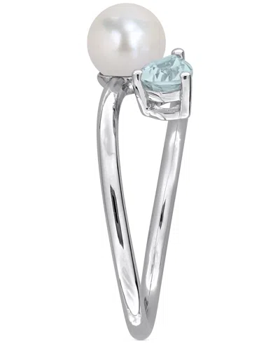 Macy's Cultured Freshwater Pearl & Garnet Ring (1/2 Ct. T.w.) In 18k Gold-plated Sterling Silver In Metallic