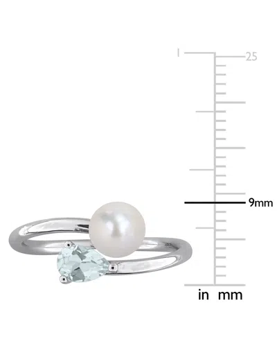 Macy's Cultured Freshwater Pearl & Garnet Ring (1/2 Ct. T.w.) In 18k Gold-plated Sterling Silver In Metallic