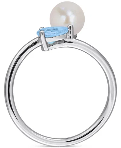 Macy's Cultured Freshwater Pearl & Garnet Ring (1/2 Ct. T.w.) In 18k Gold-plated Sterling Silver In Metallic