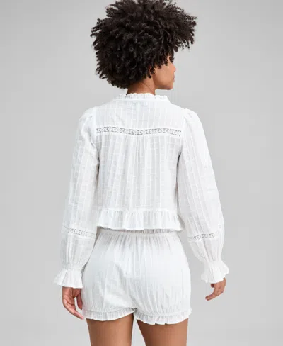 And Now This Women's Textured Tie-front Cotton Blouse, Macy's Exclusive In Multi