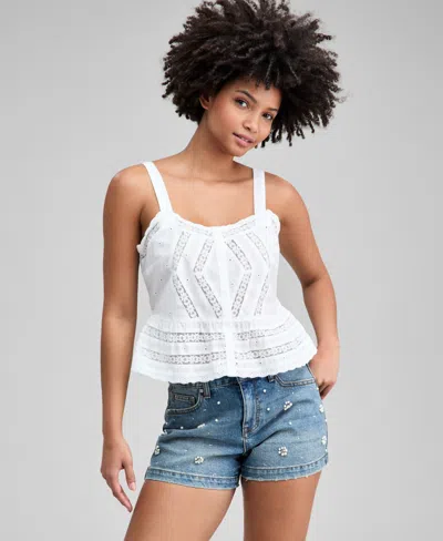 And Now This Women's Lace Inset Woven Tank, Macy's Exclusive In Multi