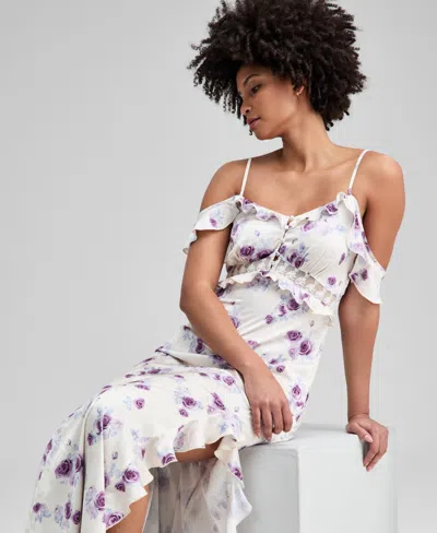 And Now This Women's Lace-inset Ruffle Slip Dress, Macy's Exclusive In Multi