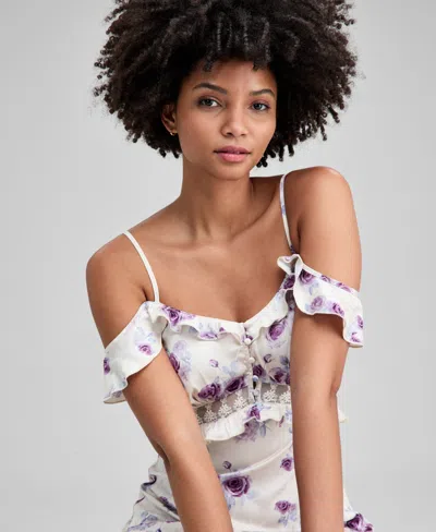 And Now This Women's Lace-inset Ruffle Slip Dress, Macy's Exclusive In Multi