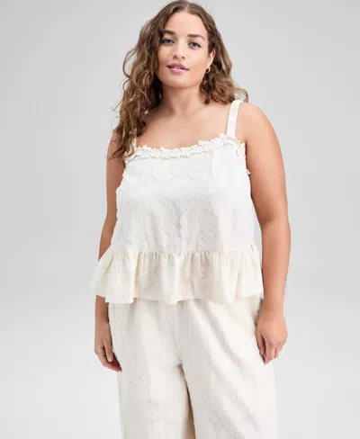 And Now This Trendy Plus Size Cotton Ruffled-hem Top, Macy's Exclusive In Animal Print