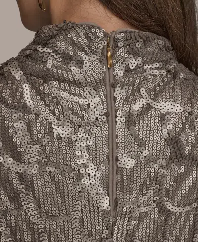 Donna Karan Women's Sequined Cowl Neck Top In Brown