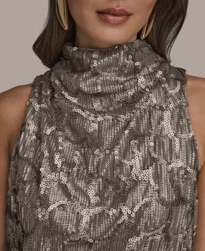 Donna Karan Women's Sequined Cowl Neck Top In Brown
