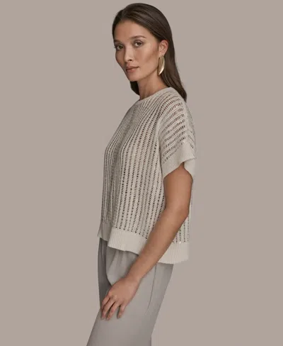 Donna Karan Women's Short-sleeve Crewneck Sweater In Animal Print