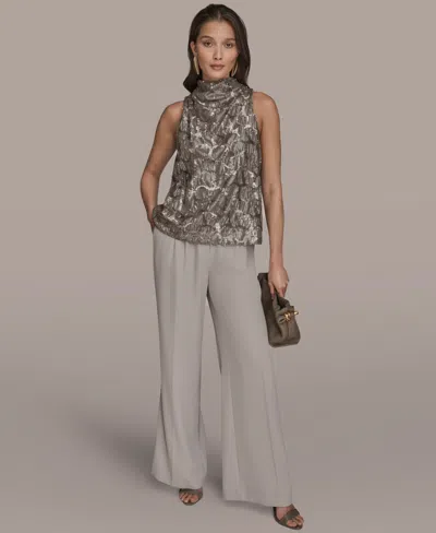 Donna Karan Women's Sequined Cowl Neck Top In Brown