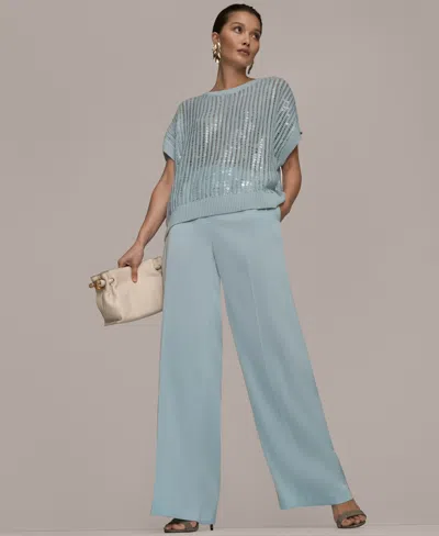 Donna Karan Women's Short-sleeve Crewneck Sweater In Multi