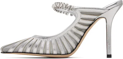 Jimmy Choo Striped Mesh Stiletto Pumps Strap In Silver