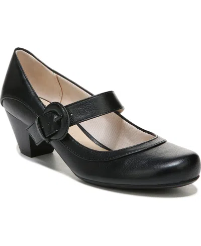 Lifestride Womens Buckle Manmade Mary Jane Heels In Black