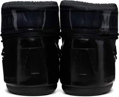 Moon Boot Black Icon Low Glance Satin Boots In Black