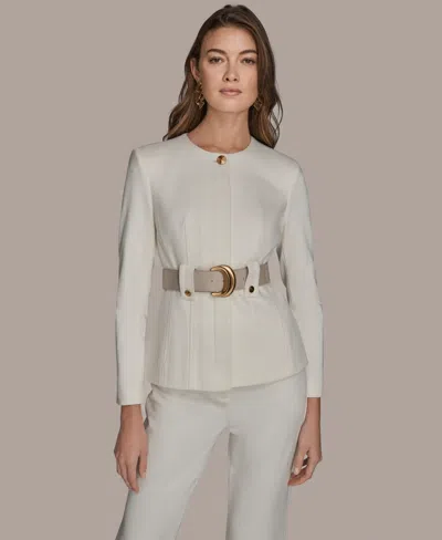 Donna Karan Women's Belted Long-sleeve Jacket In White