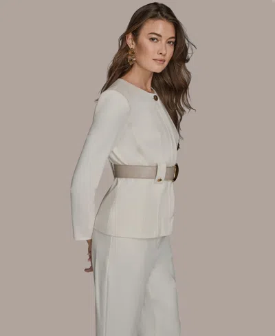 Donna Karan Women's Belted Long-sleeve Jacket In White